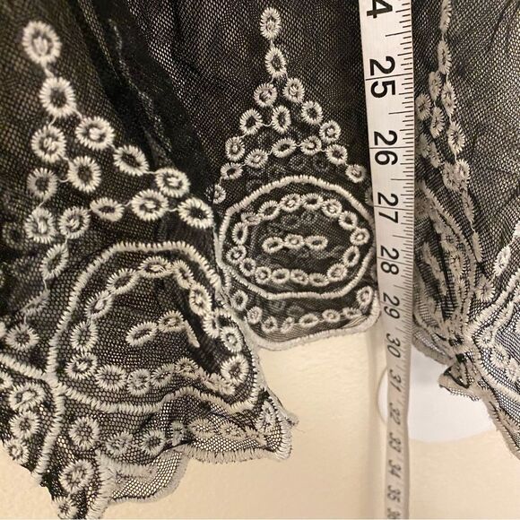 Alfani Sheer mesh Lace Embroidered black goth Blouse swimsuit cover-up nylon 1X - Picture 6 of 7
